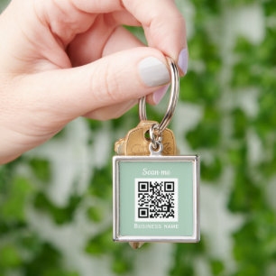 Chaveiro Código QR Logotipo comercial Verde Sage