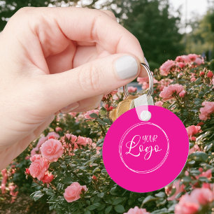 Chaveiro Código QR Minimalista Rosa Choque e Branco
