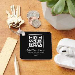 Chaveiro Código QR Modern Escaneável | Preto Branco & Cinza