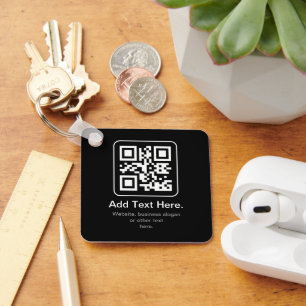 Chaveiro Código QR Modern Escaneável Preto Branco & Cinza