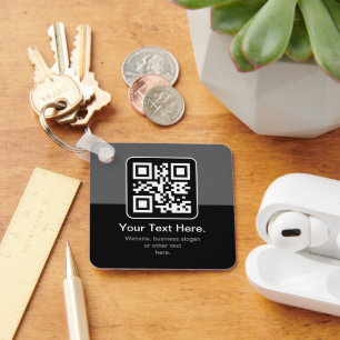 Chaveiro Código QR Modern Escaneável Preto, Cinza e Branc