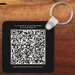Chaveiro Código QR Monograma comercial Logotipo preto Verme