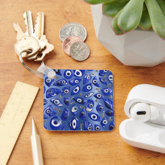 Chaveiro Código QR Personalizado de Charme de Olho Mau Azul