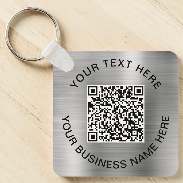 Chaveiro Código QR Promocional Prata (QR Code Promotional Silver Keychain)