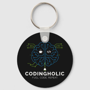 Chaveiro Codingholic Tech Brain Dark Programmer