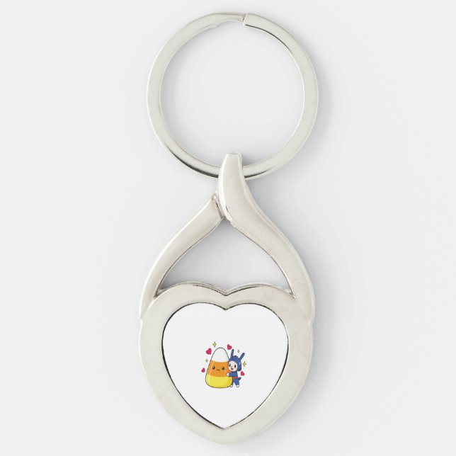 Chaveiro Coelhinho Bonito Abraçando Milho Docinho (Frente)