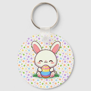 Chaveiro Coelhinho bonito de primavera/Páscoa com ovo