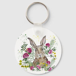 Chaveiro Coelhinho bonito em flores aquáticas