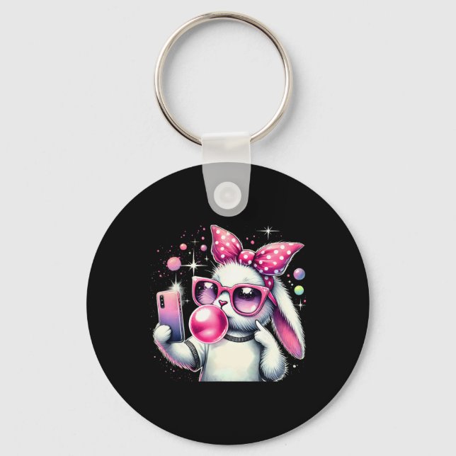 Chaveiro Coelhinho Bonito Selfie Bubblegum Páscoa estética  (Frente)