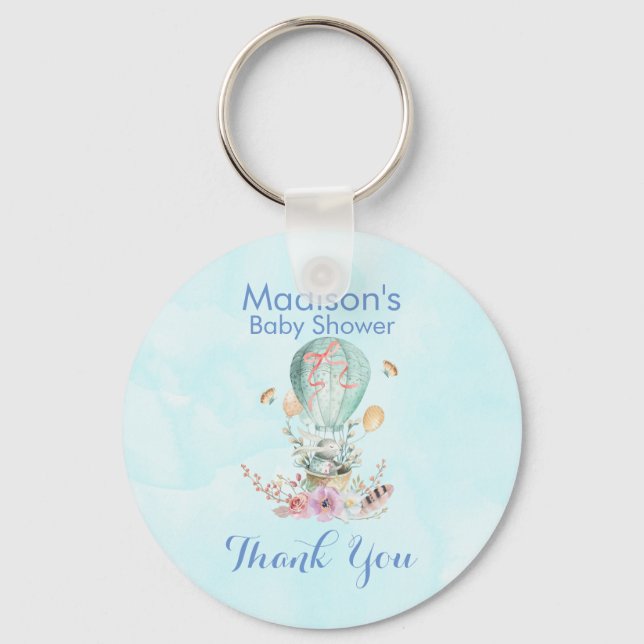 Chaveiro Coelhinho giro em um Chá de fraldas de balão de ar (Frente)