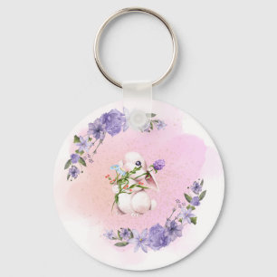 Chaveiro Coelhinhos e flores bonitos