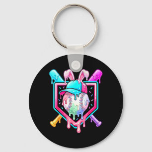 Chaveiro Coelho Bunny de beisebol engraçado pingando Páscoa