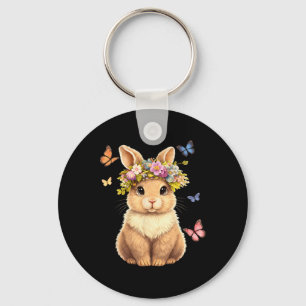 Chaveiro Coelho da Páscoa Fofo Coelho Floral Borboleta Mulh