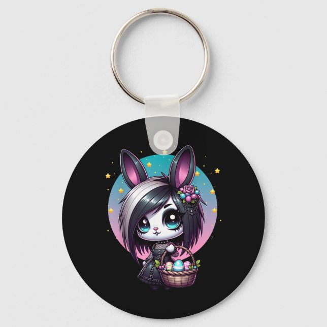 Chaveiro Coelho de Páscoa Cena Emo Goth Garota (Frente)