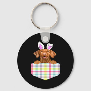 Chaveiro Coelho de Páscoa Xadrez Vizsla Cão de Páscoa