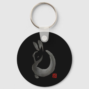 Chaveiro Coelho de tinta minimalista design de arte japonês