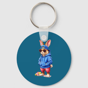 Chaveiro Coelho Feliz Páscoa Bunny Óculos de Sol Capuz Meni