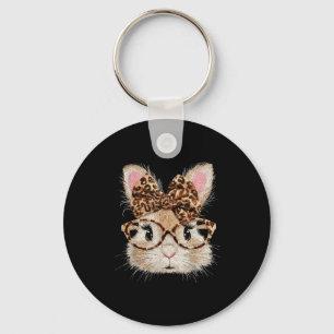Chaveiro Coelho leopardo de bandana óculos cara de coelho e