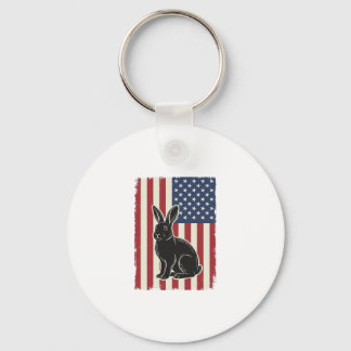 Chaveiro Coelho Patriótico Bandeira Americana Gravura Vinta