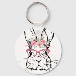 Chaveiro coelho rosa, retrô, vintage