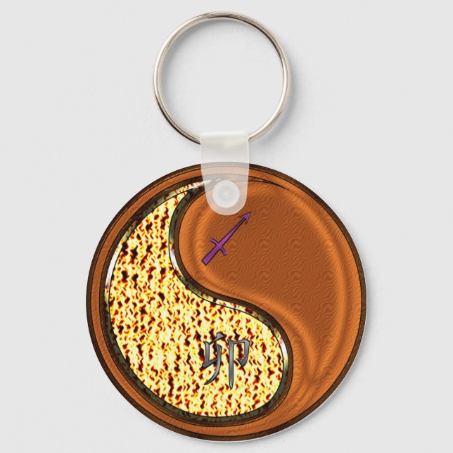 Chaveiro Coelho Sagitário e Madeira (Frente)