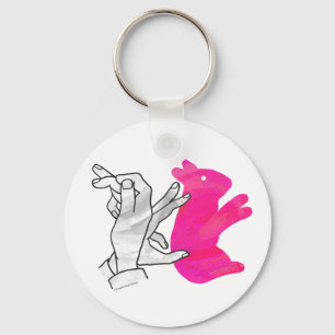 Chaveiro Coelho Silhueta Mão Rosa