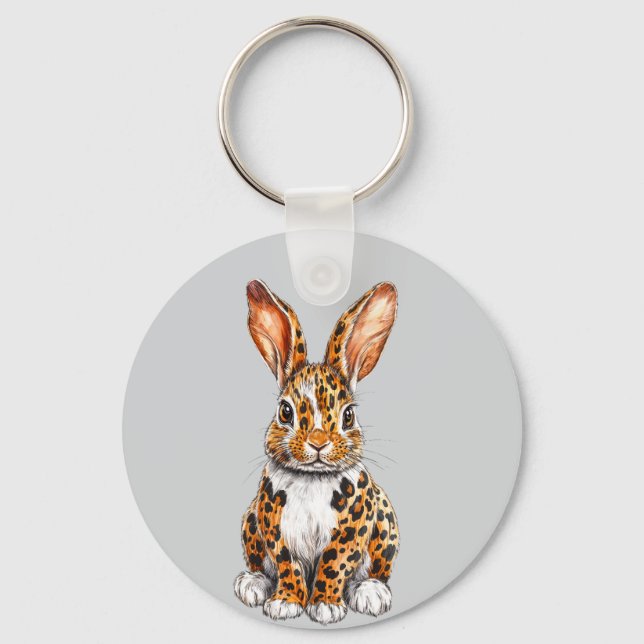 Chaveiro Coelho Único com Leopardo Superado (Frente)