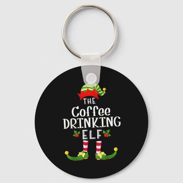 Chaveiro Coffee Drinking Christmas Elf Matching Pajama X-ma (Frente)