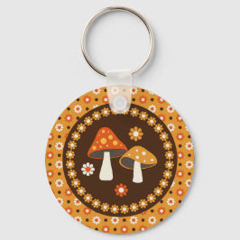 Chaveiro Cogumelos Retro Doce e Flores
