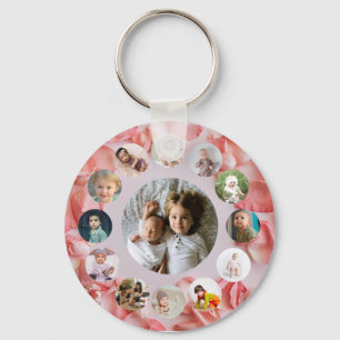 Chaveiro Colagem de 13 Fotos Nome Personalizado rosy