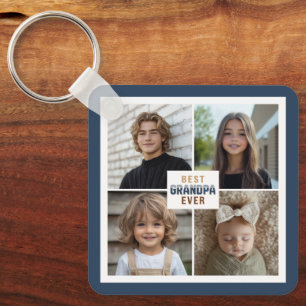 Chaveiro Colagem de 4 Fotos Personalizada Melhor Avô de Tod