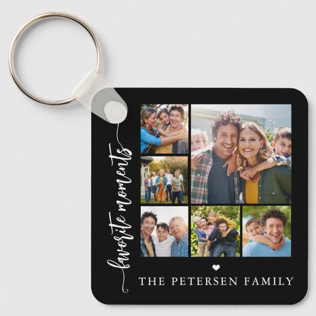 Chaveiro Colagem de fotos com escrita moderna personalizada (Frente)