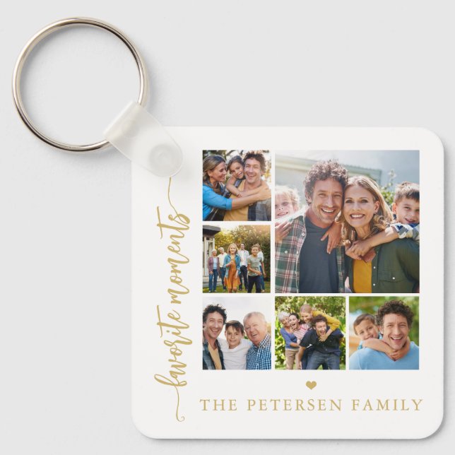 Chaveiro Colagem de fotos com escrita moderna personalizada (Frente)