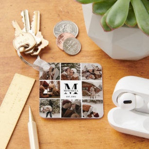 Chaveiro Colagem de Fotos do Casal Monograma Presente Mon