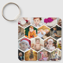 Chaveiro Colagem de Fotos do Hexagon