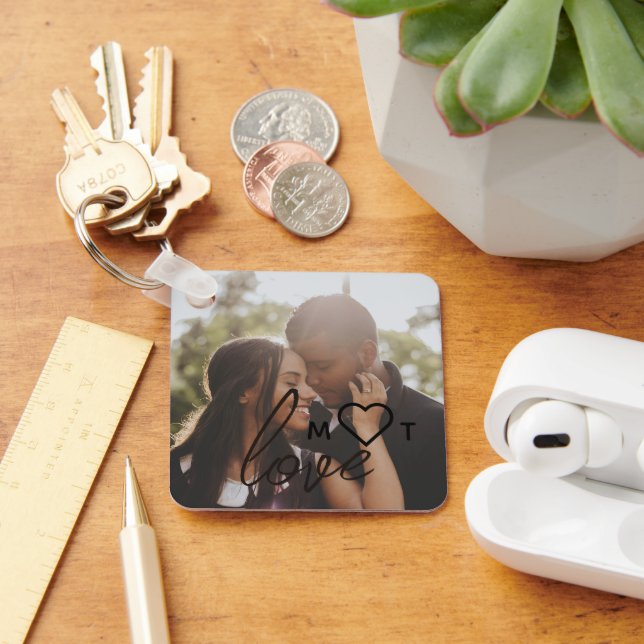 Chaveiro Colagem de Fotos Personalizadas com Texto e Monogr (Mesa)