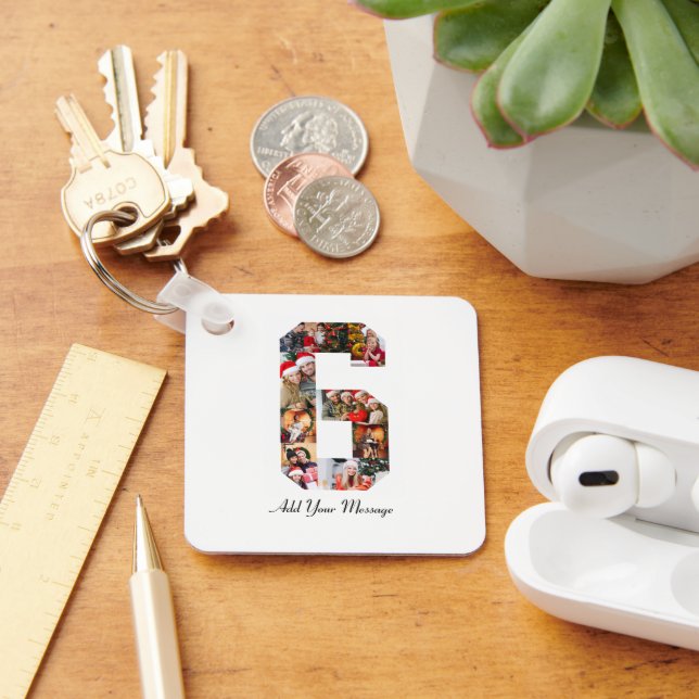 Chaveiro Colagem de Fotos Preta e Branco Número 6 (Mesa)