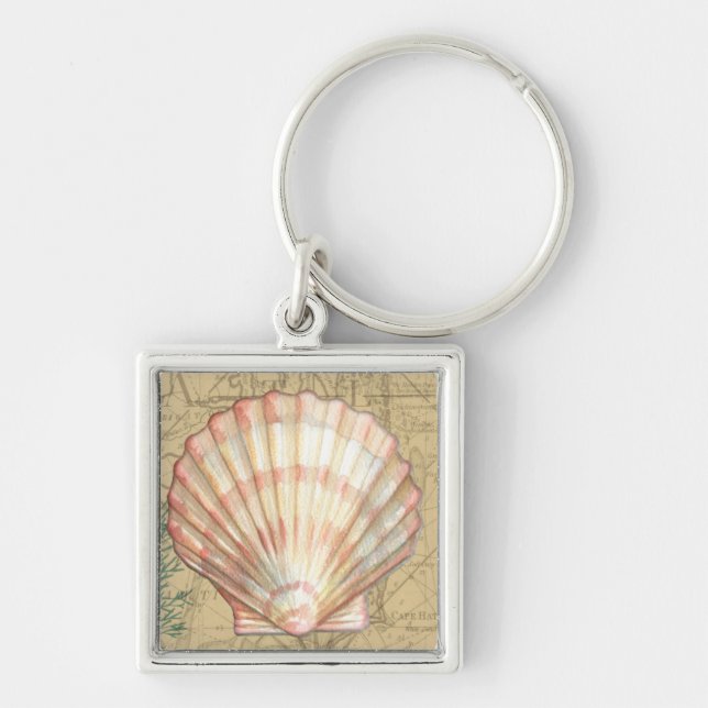 Chaveiro Colagem de Mapa Costeiro (Frente)