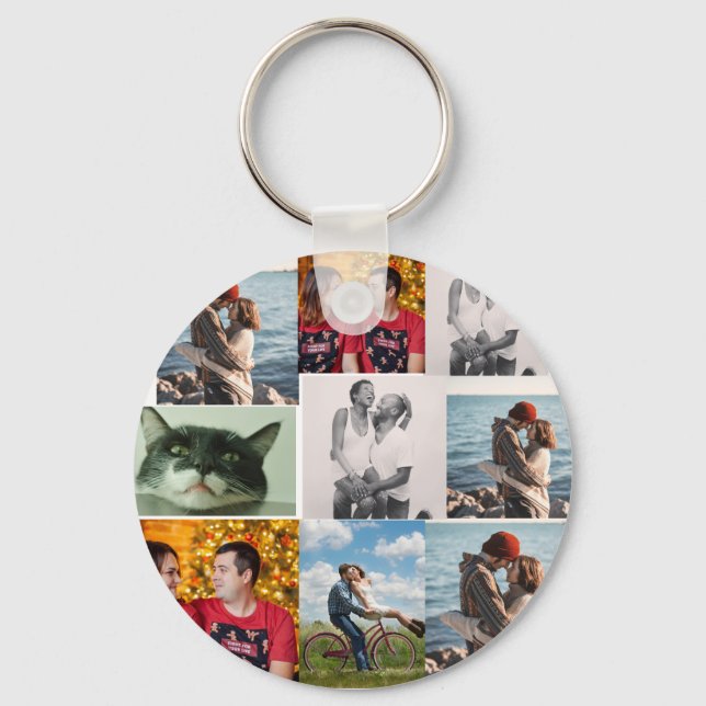 Chaveiro Colagem Personalizada com 9 Fotos (Frente)