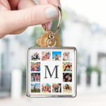 Chaveiro Colagem Personalizada de Fotos da Família Personal<br><div class="desc">Crie sua própria colagem personalizada de 12 fotos,  chaveiro com suas imagens personalizadas em um simples fundo branco moderno. A chaveiro também apresenta seu monograma. Adicione suas fotos,  designs ou trabalhos de arte favoritos para criar algo realmente único.</div>
