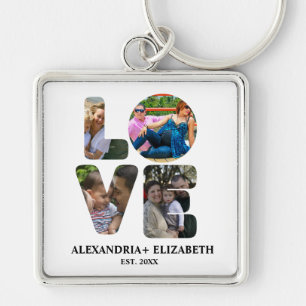 Chaveiro Colagem personalizada de fotos de amor moderno 4 p