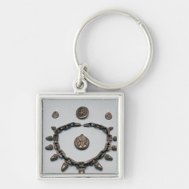 Chaveiro Colar, brincos, broche e pendente, c.1870 (Frente)