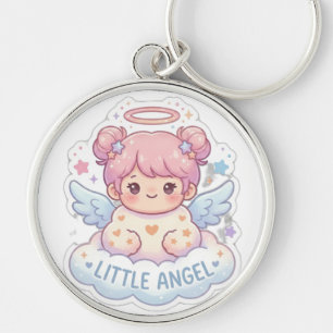 Chaveiro Colar Chave Redondo Menina Chibi Anjinho Kawaii