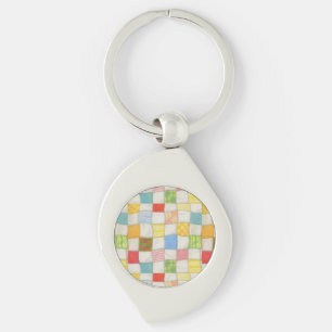 Chaveiro Colar de Chaves em Metal Estampado CRAZY QUILT