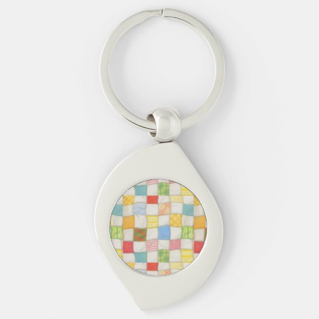 Chaveiro Colar de Chaves em Metal Estampado CRAZY QUILT (Frente)