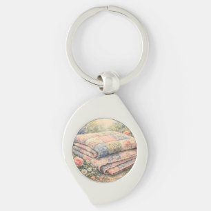 Chaveiro Colcha de Remendo Floral Cottagecore Aquarela