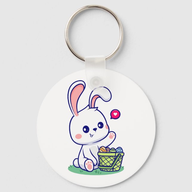 Chaveiro Coleção de coelhos felzs pascoa 3 (Frente)