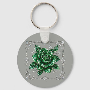 Chaveiro Coleção Flor de Cristal Esmeralda Real