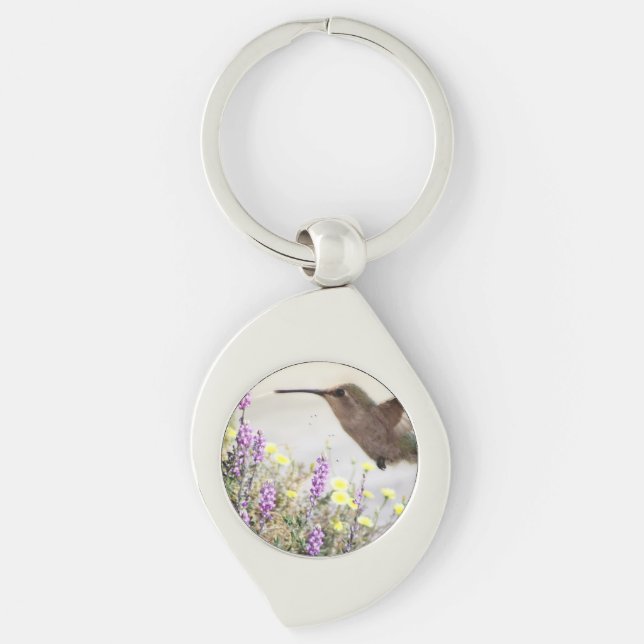 Chaveiro Colibri e Flores Silvestres Arte Digital Pingente (Frente)