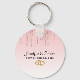 Chaveiro Colírio Rosa de Casamento Moderno, Colírios e Ouro